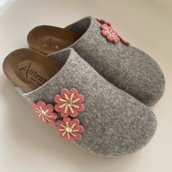 AUTENTI | Gray Brown Pink Clog Clogs Mule Mules Slide On Cork Sole | Size 39 - Picture 1 of 9